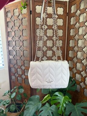 kate spade white quilted chain-strap shoulder bag
